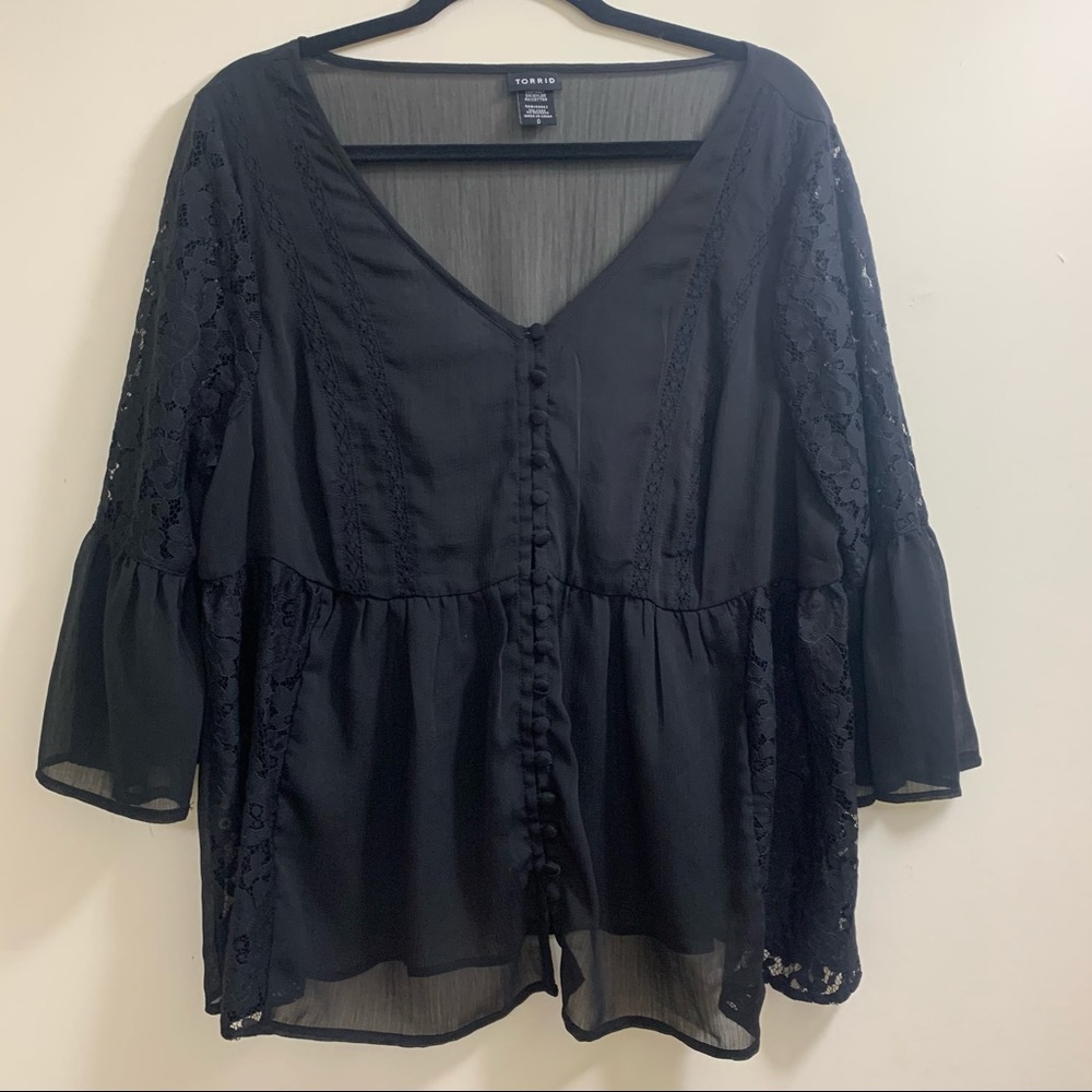 Torrid Sheer Black Blouse size 0x